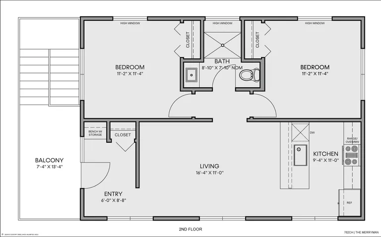 The Merryman floorplan, unit above